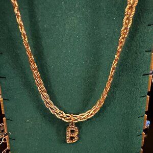 B initial gold tone necklace